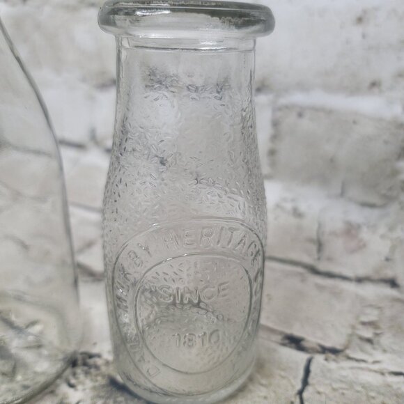 2 Vintage Milk Bottles The Spice Lab and Heritage Co Midcentury Retro Farmhouse - Picture 2 of 6